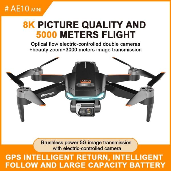 KBDFA AE10 Drone - 6K Mini Brushless Motor Drone Fpv HD 4K Profesional Dual Camera Drones Christmas Gift GPS Quadcopter Rc Toys for Boys - صورة KBDFA AE10 Drone - 6K Mini Brushless Motor Drone Fpv HD 4K Profesional Dual Camera Drones Christmas Gift GPS Quadcopter Rc Toys for Boys - صورة 9
