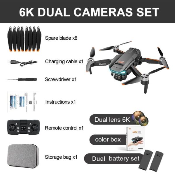 KBDFA AE10 Drone - 6K Mini Brushless Motor Drone Fpv HD 4K Profesional Dual Camera Drones Christmas Gift GPS Quadcopter Rc Toys for Boys - صورة KBDFA AE10 Drone - 6K Mini Brushless Motor Drone Fpv HD 4K Profesional Dual Camera Drones Christmas Gift GPS Quadcopter Rc Toys for Boys - صورة 6