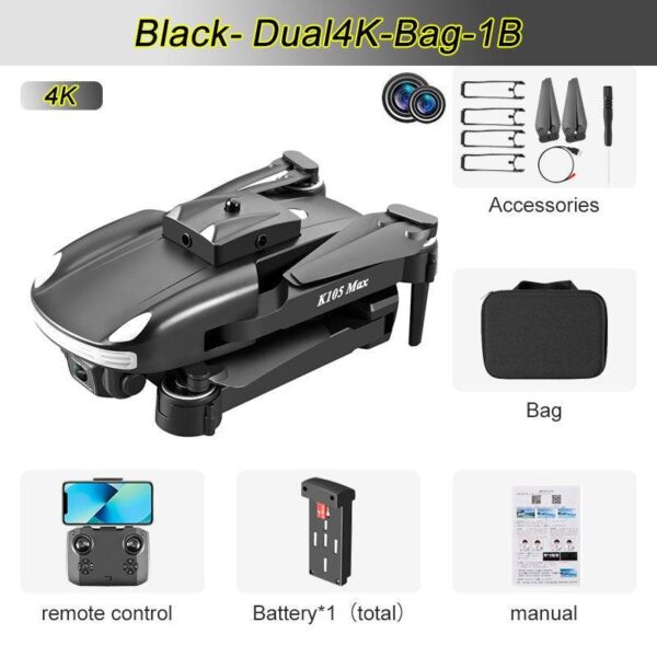 JINHENG K105 Max Drone - 4K HD Dual Camera With Obstacle Avoidance WiFi Fpv Foldable Quadcopter Toys For Children Hobbie - صورة JINHENG K105 Max Drone - 4K HD Dual Camera With Obstacle Avoidance WiFi Fpv Foldable Quadcopter Toys For Children Hobbie - صورة 18