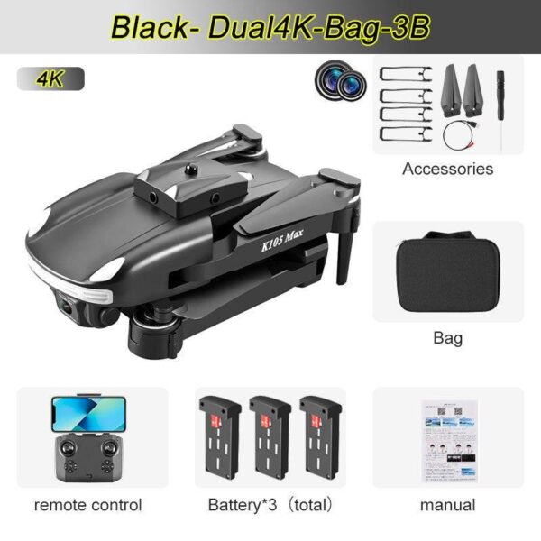 JINHENG K105 Max Drone - 4K HD Dual Camera With Obstacle Avoidance WiFi Fpv Foldable Quadcopter Toys For Children Hobbie - صورة JINHENG K105 Max Drone - 4K HD Dual Camera With Obstacle Avoidance WiFi Fpv Foldable Quadcopter Toys For Children Hobbie - صورة 13