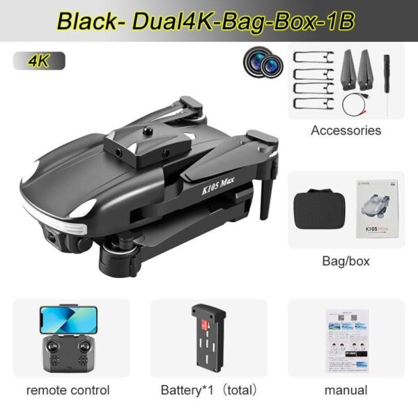 JINHENG K105 Max Drone - 4K HD Dual Camera With Obstacle Avoidance WiFi Fpv Foldable Quadcopter Toys For Children Hobbie - صورة JINHENG K105 Max Drone - 4K HD Dual Camera With Obstacle Avoidance WiFi Fpv Foldable Quadcopter Toys For Children Hobbie - صورة 10
