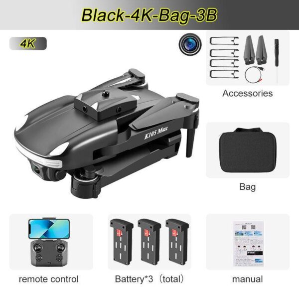 JINHENG K105 Max Drone - 4K HD Dual Camera With Obstacle Avoidance WiFi Fpv Foldable Quadcopter Toys For Children Hobbie - صورة JINHENG K105 Max Drone - 4K HD Dual Camera With Obstacle Avoidance WiFi Fpv Foldable Quadcopter Toys For Children Hobbie - صورة 9