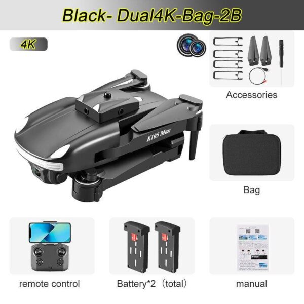 JINHENG K105 Max Drone - 4K HD Dual Camera With Obstacle Avoidance WiFi Fpv Foldable Quadcopter Toys For Children Hobbie - صورة JINHENG K105 Max Drone - 4K HD Dual Camera With Obstacle Avoidance WiFi Fpv Foldable Quadcopter Toys For Children Hobbie - صورة 7