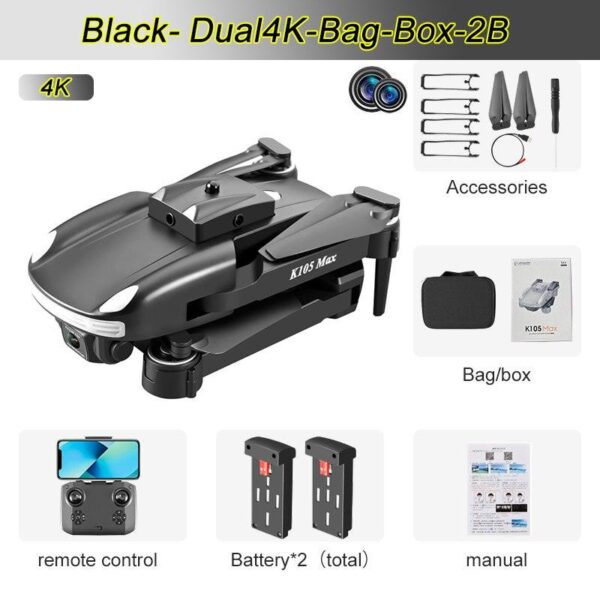 JINHENG K105 Max Drone - 4K HD Dual Camera With Obstacle Avoidance WiFi Fpv Foldable Quadcopter Toys For Children Hobbie - صورة JINHENG K105 Max Drone - 4K HD Dual Camera With Obstacle Avoidance WiFi Fpv Foldable Quadcopter Toys For Children Hobbie - صورة 5
