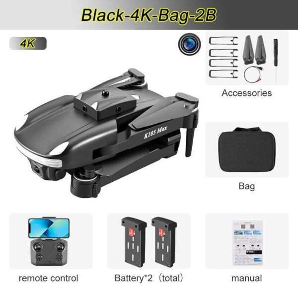 JINHENG K105 Max Drone - 4K HD Dual Camera With Obstacle Avoidance WiFi Fpv Foldable Quadcopter Toys For Children Hobbie - صورة JINHENG K105 Max Drone - 4K HD Dual Camera With Obstacle Avoidance WiFi Fpv Foldable Quadcopter Toys For Children Hobbie - صورة 3
