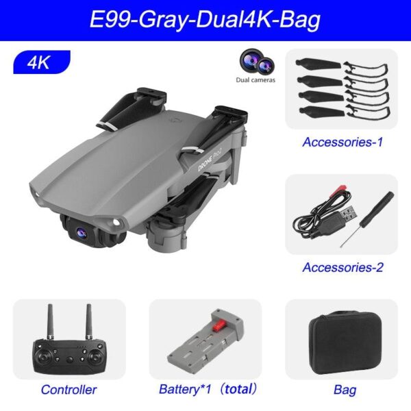XKJ E99 RC Mini Drone - 4K 1080P 720P Dual Camera WIFI FPV Aerial Photography Helicopter Foldable Quadcopter Dron Toys 6 XKJ E99 RC Mini Drone - 4K 1080P 720P Dual Camera WIFI FPV Aerial Photography Helicopter Foldable Quadcopter Dron Toys — изображение 6