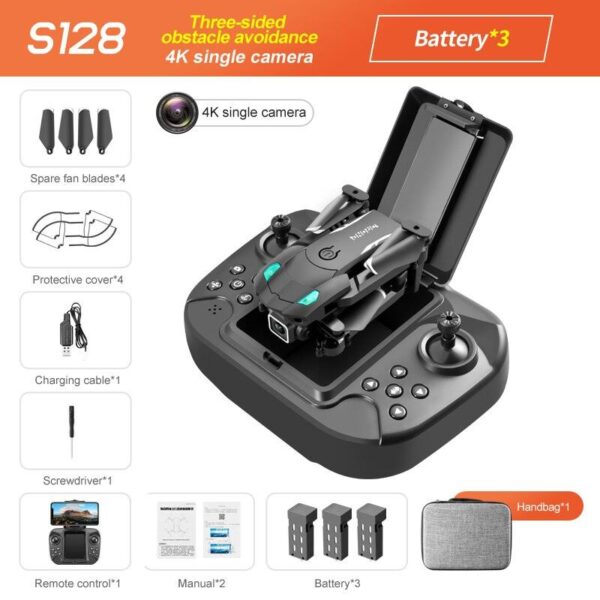 KBDFA S128 Mini Drone - 4K HD Camera Three-sided Obstacle Avoidance Air Pressure Fixed Height Professional Foldable Quadcopter Toy — изображение 6