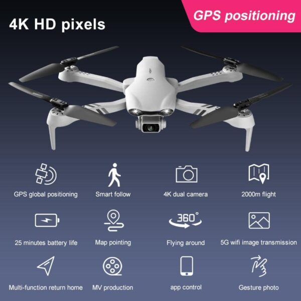 4DRC New 4K HD Dual Camera GPS 5G WIFI Wide Angle FPV Real-time Transmission RC Distance 2km Professional Drone Dron Gift Toys 23 4DRC New 4K HD Dual Camera GPS 5G WIFI Wide Angle FPV Real-time Transmission RC Distance 2km Professional Drone Dron Gift Toys - صورة 4DRC New 4K HD Dual Camera GPS 5G WIFI Wide Angle FPV Real-time Transmission RC Distance 2km Professional Drone Dron Gift Toys - صورة 23