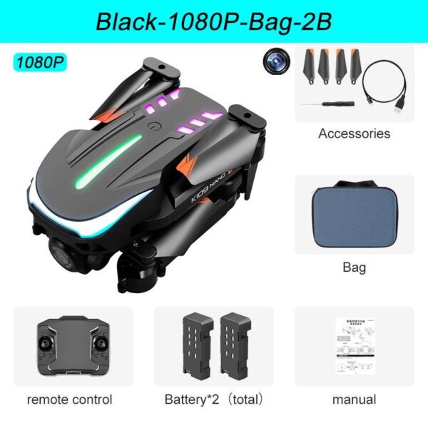 K109 Mini Drone - 2024 New Breathing Light 4K Dual HD Camera Automatic Obstacle Avoidance Professional Foldable Drone Quadcopter Gifts - صورة K109 Mini Drone - 2024 New Breathing Light 4K Dual HD Camera Automatic Obstacle Avoidance Professional Foldable Drone Quadcopter Gifts - صورة 11