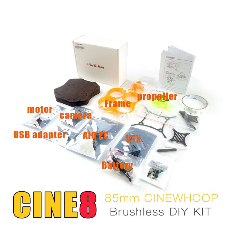 HappyModel CINE8 - CrazyF411 PRO 20A 400mW Caddx ANT 1200TVL EX1202.5 KV8000 2-3S 85mm Brushless Cinewhoop FPV DIY KIT Drone 4 HappyModel CINE8 - CrazyF411 PRO 20A 400mW Caddx ANT 1200TVL EX1202.5 KV8000 2-3S 85mm Brushless Cinewhoop FPV DIY KIT Drone - Image 4