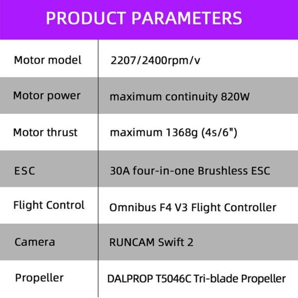 TCMMRC Omnibus F4 FPV Drone -  220mm FPV Racer RC Drone Omnibus F4 5.8G 40CH 30A Dshot600 2207 2400KV 600TVL CCD ARF — изображение 3