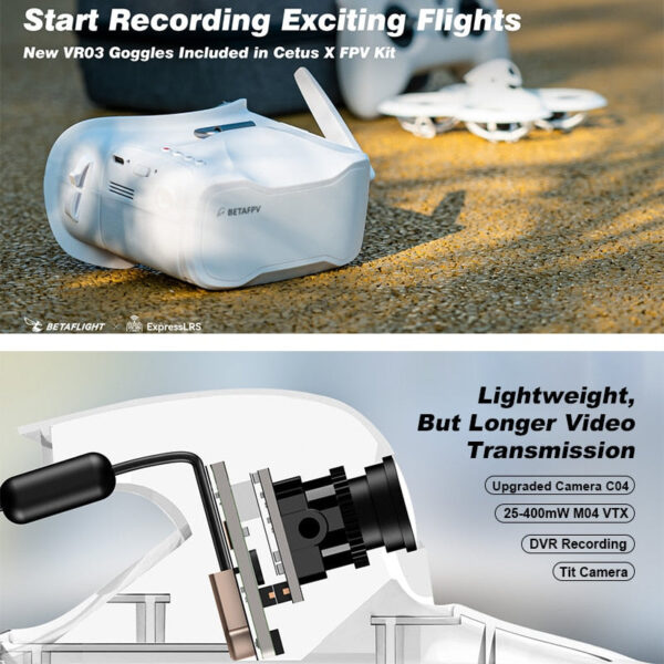 BETAFPV Cetus X - Brushless ELRS FPV Quadcopter BNF/ RTF LiteRadio 3 Radio Transmitter VR03 FPV Goggles C04 FPV Camera RC Drone - Image 11