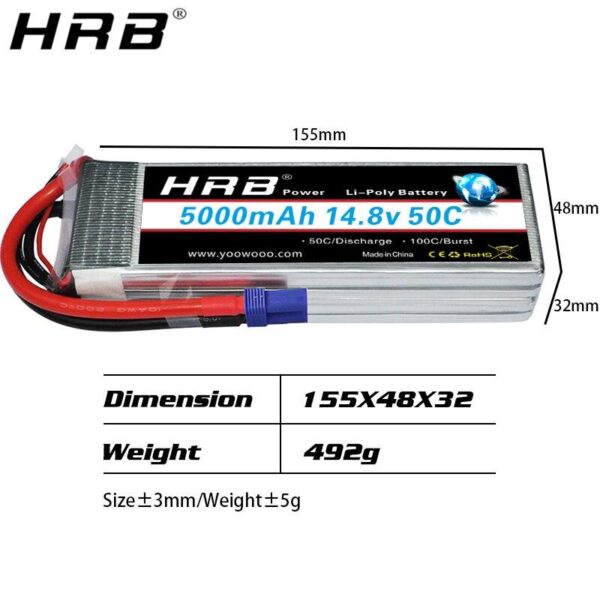 2PCS HRB Lipo Battery 2S 3S 4S 6S 11.1V 14.8V 5000mah 6000mah 3300mah 4000mah EC5 T PLUG XT60 RC Parts 4 2PCS HRB Lipo Battery 2S 3S 4S 6S 11.1V 14.8V 5000mah 6000mah 3300mah 4000mah EC5 T PLUG XT60 RC Parts - Image 4