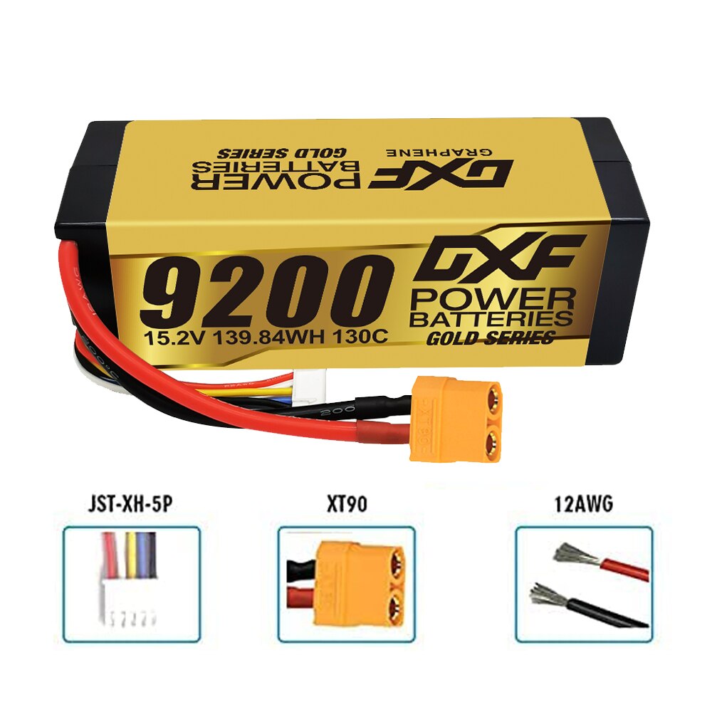 DXF 4S Lipo Battery 14.8V 15.2V 6500mAh 9200mAh - Gold Version Graphene Racing Series HardCase for RC Car BX Evader Truggy Buggy 18 DXF 4S Lipo Battery 14.8V 15.2V 6500mAh 9200mAh - Gold Version Graphene Racing Series HardCase for RC Car BX Evader Truggy Buggy — изображение 18