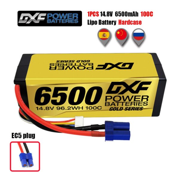 DXF 4S Lipo Battery 14.8V 15.2V 6500mAh 9200mAh - Gold Version Graphene Racing Series HardCase for RC Car BX Evader Truggy Buggy - صورة DXF 4S Lipo Battery 14.8V 15.2V 6500mAh 9200mAh - Gold Version Graphene Racing Series HardCase for RC Car BX Evader Truggy Buggy - صورة 14
