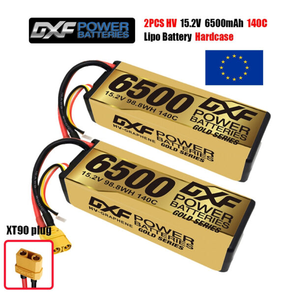 DXF 4S Lipo Battery 14.8V 15.2V 6500mAh 9200mAh - Gold Version Graphene Racing Series HardCase for RC Car BX Evader Truggy Buggy - صورة DXF 4S Lipo Battery 14.8V 15.2V 6500mAh 9200mAh - Gold Version Graphene Racing Series HardCase for RC Car BX Evader Truggy Buggy - صورة 12