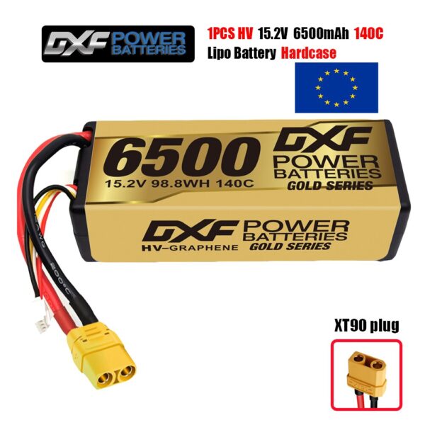 DXF 4S Lipo Battery 14.8V 15.2V 6500mAh 9200mAh - Gold Version Graphene Racing Series HardCase for RC Car BX Evader Truggy Buggy - صورة DXF 4S Lipo Battery 14.8V 15.2V 6500mAh 9200mAh - Gold Version Graphene Racing Series HardCase for RC Car BX Evader Truggy Buggy - صورة 8