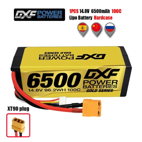 DXF 4S Lipo Battery 14.8V 15.2V 6500mAh 9200mAh - Gold Version Graphene Racing Series HardCase for RC Car BX Evader Truggy Buggy - صورة DXF 4S Lipo Battery 14.8V 15.2V 6500mAh 9200mAh - Gold Version Graphene Racing Series HardCase for RC Car BX Evader Truggy Buggy - صورة 7