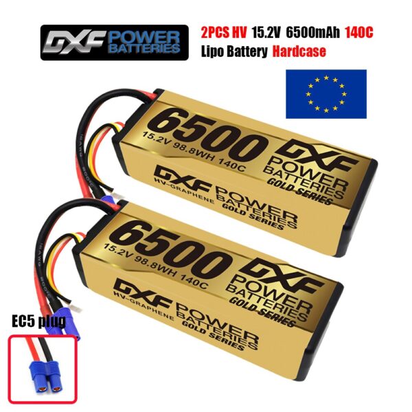 DXF 4S Lipo Battery 14.8V 15.2V 6500mAh 9200mAh - Gold Version Graphene Racing Series HardCase for RC Car BX Evader Truggy Buggy - صورة DXF 4S Lipo Battery 14.8V 15.2V 6500mAh 9200mAh - Gold Version Graphene Racing Series HardCase for RC Car BX Evader Truggy Buggy - صورة 6