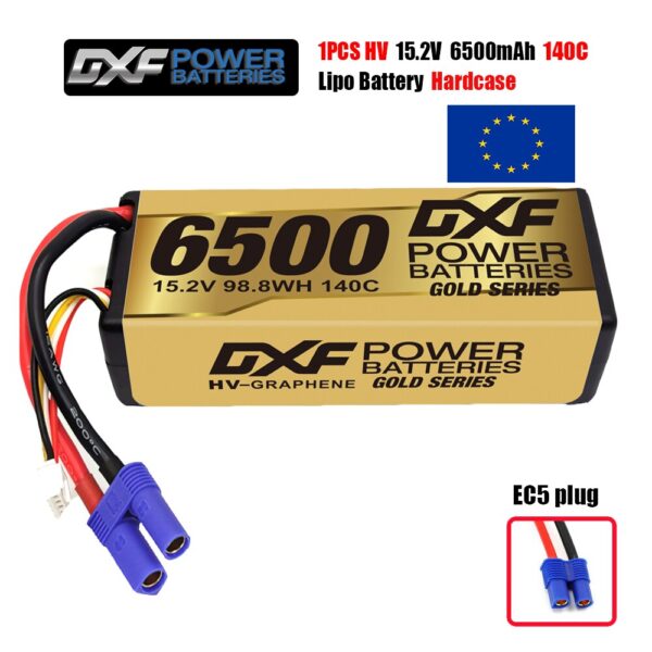 DXF 4S Lipo Battery 14.8V 15.2V 6500mAh 9200mAh - Gold Version Graphene Racing Series HardCase for RC Car BX Evader Truggy Buggy - صورة DXF 4S Lipo Battery 14.8V 15.2V 6500mAh 9200mAh - Gold Version Graphene Racing Series HardCase for RC Car BX Evader Truggy Buggy - صورة 4