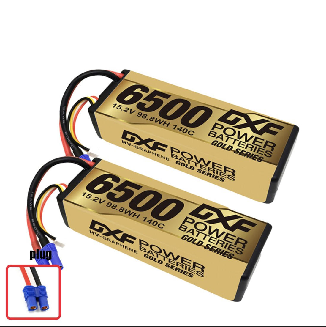 DXF 4S Lipo Battery 14.8V 15.2V 6500mAh 9200mAh - Gold Version Graphene Racing Series HardCase for RC Car BX Evader Truggy Buggy 2 DXF 4S Lipo Battery 14.8V 15.2V 6500mAh 9200mAh - Gold Version Graphene Racing Series HardCase for RC Car BX Evader Truggy Buggy — изображение 2