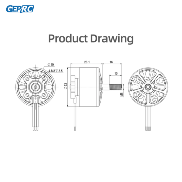 GEPRC EM2812 EM3110 EM3115 900KV Motor - 60A-80A Brushless Motor Black with 7/8/9/10 Inch RC FPV Racing Drone Multicopter 6 GEPRC EM2812 EM3110 EM3115 900KV Motor - 60A-80A Brushless Motor Black with 7/8/9/10 Inch RC FPV Racing Drone Multicopter — изображение 6