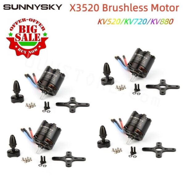 1/2/4PCS SUNNYSKY X3520 KV520 KV720 KV880 Outrunner Brushless Motor for RC Models FPV Quadcopter Multicopte UAV Drone - Image 3