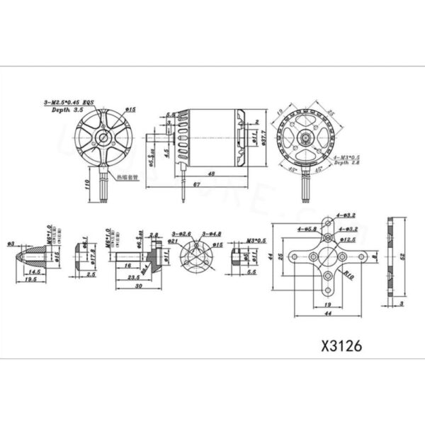 1/2PCS SunnySky X3126 30E Fixed Wing 3D 3A Ultimate Power Motor 550kv 800kv Drone Frame Brushless Motor For Rc Fixed Wing Drone - Image 6