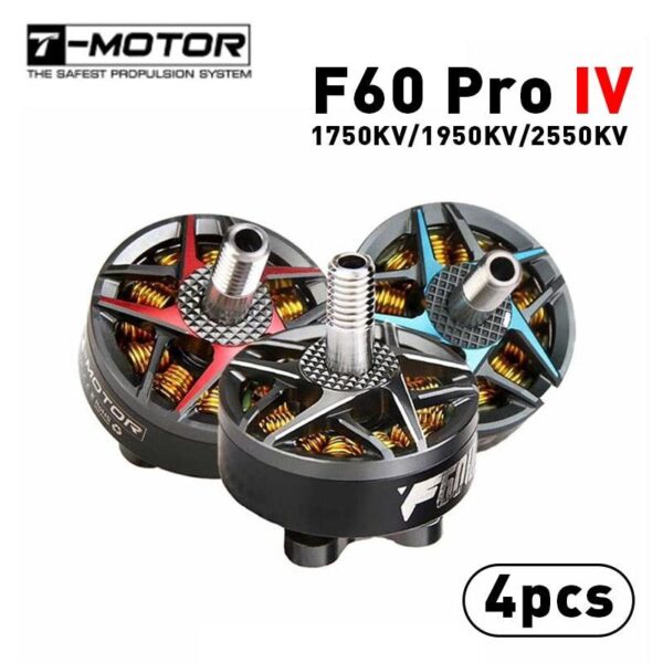 4pcs/lot T-motor F60 Pro IV - 2207 1950KV 2550KV 5-6S Brushless Motor T5146 T5150 Props for RC FPV Racing Drone - صورة 4pcs/lot T-motor F60 Pro IV - 2207 1950KV 2550KV 5-6S Brushless Motor T5146 T5150 Props for RC FPV Racing Drone - صورة 3