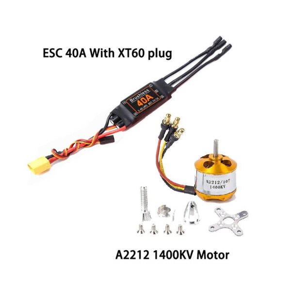 Brushless Motor A2212 2212 1000KV/1400KV/2200KV 40A ESC 6035/8060/1060 Propeller SG90 9G Servo for RC Fixed Wing aircraft 7 Brushless Motor A2212 2212 1000KV/1400KV/2200KV 40A ESC 6035/8060/1060 Propeller SG90 9G Servo for RC Fixed Wing aircraft - Image 7