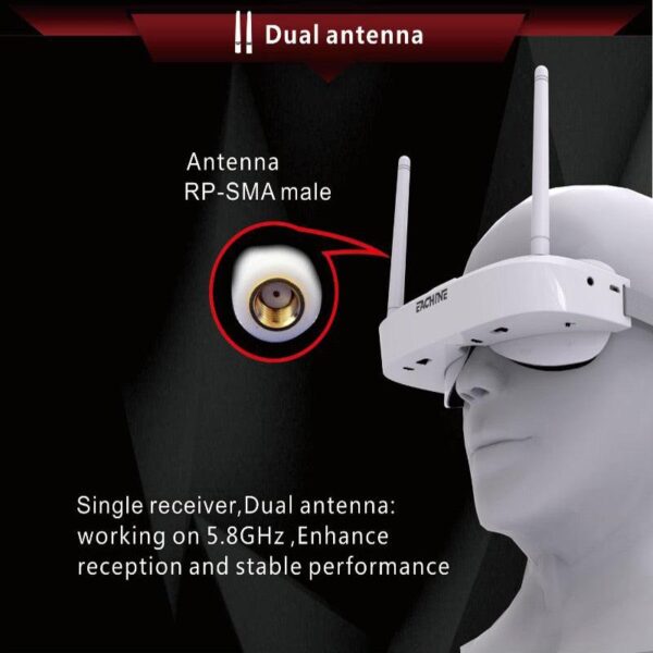 Eachine EV100 FPV Goggle - 720*540 5.8G 72CH FPV Goggles With Dual Antennas Fan 18650 Battery RC Drone FPV Drone Spare Part - Image 7