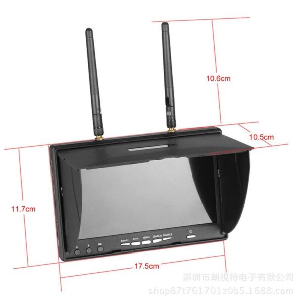 uuustore 7 Inch HD FPV Monitor - High Quality LCD5802S LS5802S 5802D 40CH Raceband 5.8G 7 Inch Diversity Receiver HD Monitor with Build-in Battery for FPV Drone — изображение 4