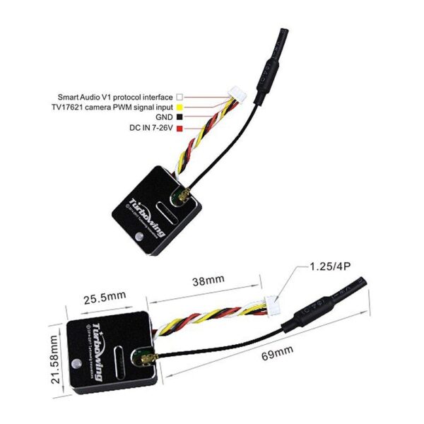 TURBOWING TX1769 5.8G 25/200mW Video Transmitter Module + CYCLOPS V3 TV17621 720P DVR Camera for FPV Racing Drone 4 TURBOWING TX1769 5.8G 25/200mW Video Transmitter Module + CYCLOPS V3 TV17621 720P DVR Camera for FPV Racing Drone — изображение 4