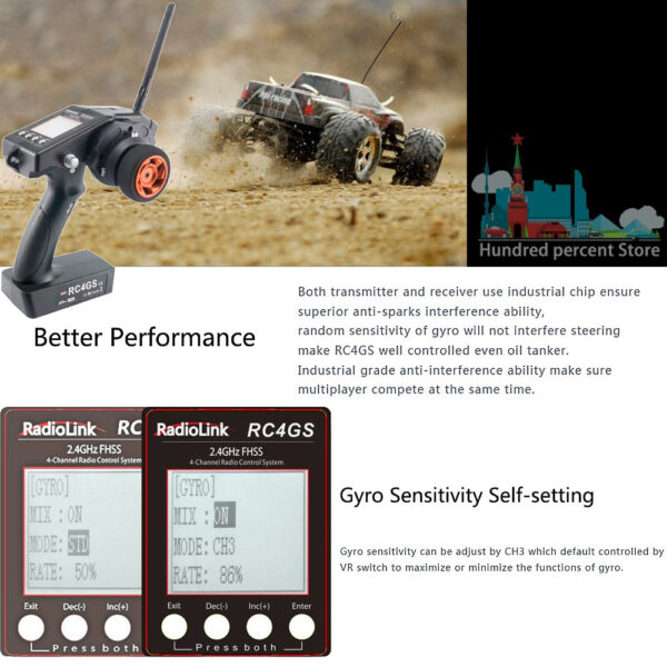RadioLink RC4GS V3 - 2.4G 4CH 5CH 7CH 400M Distance Remote Controller Transmitter + R6Fg Gyro Inside Receiver for RC Car Boat V4V5 14 RadioLink RC4GS V3 - 2.4G 4CH 5CH 7CH 400M Distance Remote Controller Transmitter + R6Fg Gyro Inside Receiver for RC Car Boat V4V5 - Image 14