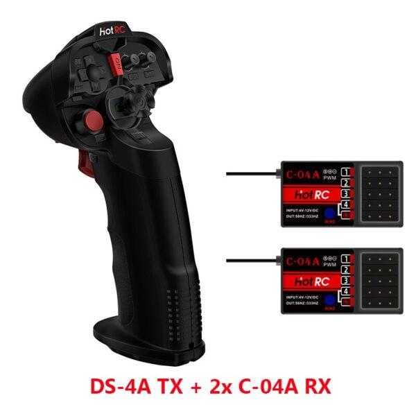 HotRC DS-4A 2.4G 4 Channel Single Hand RC Radio Transmitter with 4Ch Receiver Remote control for RC Car Boat Airplane — изображение 5