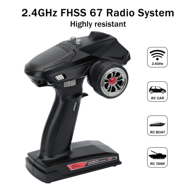 INJORA 2.4GHz Remote Control 6CH Digital Radio Transmitter with Gyro Receiver for 1/8 1/10 RC Car Boat Tank Crawler SCX10 - Image 8