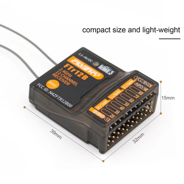 FLYSKY FTR12B 2.4GHz 12CH Receiver - for RC Airplane Helicopter Vehicle Dual Antennas for PL18 NB4 NB4 Lite AFHDS3 Transmitters - Image 4