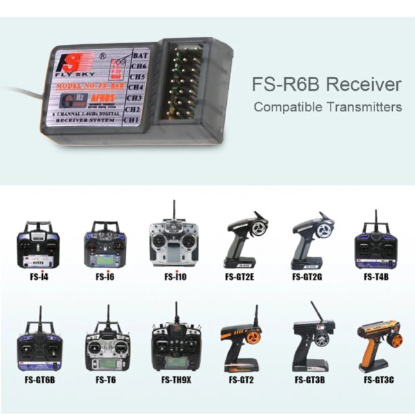 FlySky FS-R6B 2.4Ghz 6CH Receiver -  Compatible Most FlySky Such as TH9X FS-CT6B FS-T6 Transmitter — изображение 3