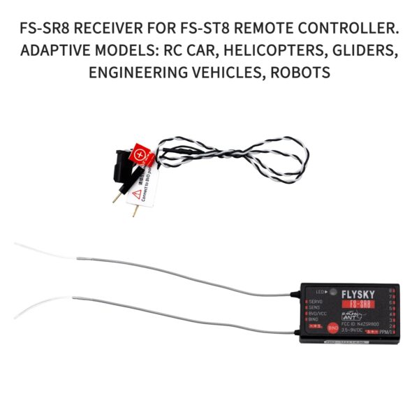 FLYSKY FS-SR8 2.4G 8CH Receiver - ANT Protocol 3.5~9V/DC Receiver for FS-ST8 RC Helicopters Car Boat Remote Controller — изображение 4