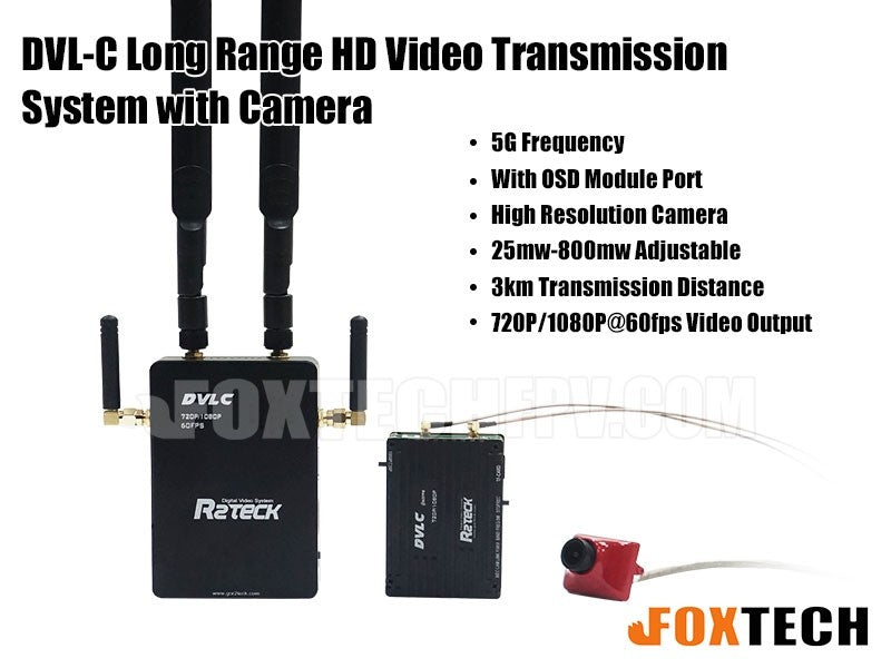 Foxtech DVL-C 5G 3KM 720/1080P@60FPS Long Range HD Video Transmission System with Camera 2 Foxtech DVL-C 5G 3KM 720/1080P@60FPS Long Range HD Video Transmission System with Camera - Image 2