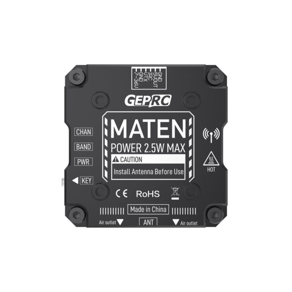 GEPRC MATEN 5.8G 2.5W VTX PRO - 7 - 36V 72CH 25mW/200mW/600mW/1600mW/2500mW/Pit mode 9 GEPRC MATEN 5.8G 2.5W VTX PRO - 7 - 36V 72CH 25mW/200mW/600mW/1600mW/2500mW/Pit mode — изображение 9