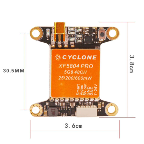 Cyclone XF5804 PRO VTX - 5.8G 48CH 25/200 / 600mW Switchable  FPV Video Transmitter OSD adjustable MMCX VTX — изображение 5