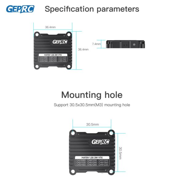 GEPRC MATEN 1.2G 2W VTX - 25mW/2000mW VTX Transmitter Transmitting Module 1080 Mhz -1360 Mhz for FPV Long Range Racing Drone - Image 3