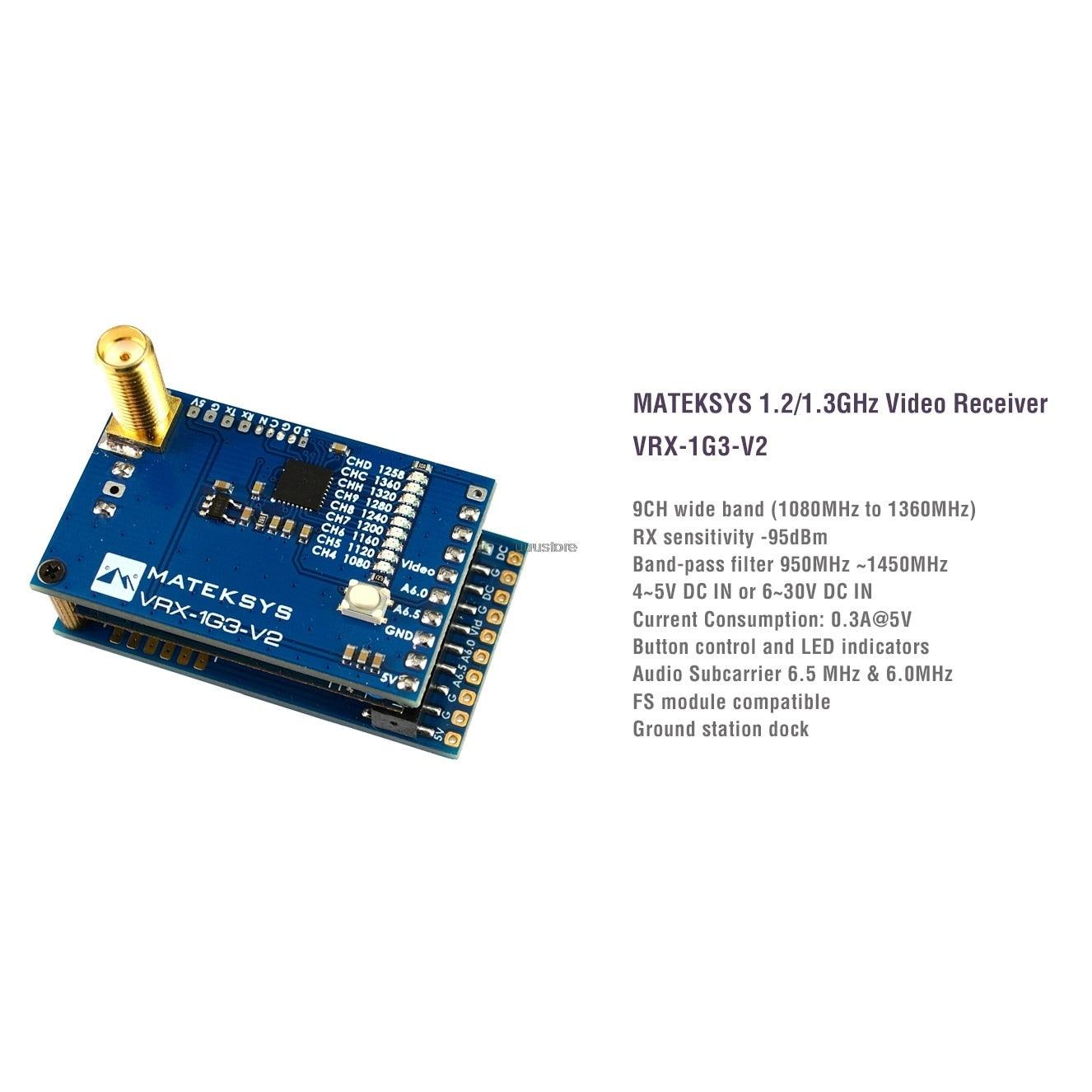 MATEKSYS VRX-1G3-V2 Receiver - 1.2Ghz 1.2g 9CH Wide band FPV Video Receiver for RC Drone Goggles Monitor Long range Matek System 3 MATEKSYS VRX-1G3-V2 Receiver - 1.2Ghz 1.2g 9CH Wide band FPV Video Receiver for RC Drone Goggles Monitor Long range Matek System - Image 3