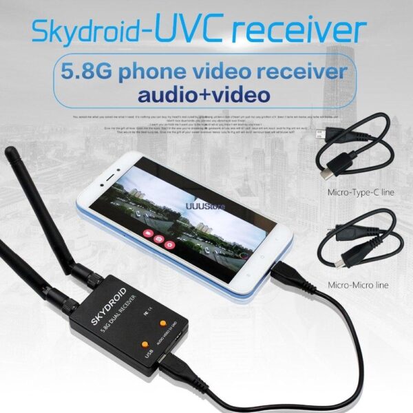SKYDROID FPV Receiver - UVC Fuav Dual Antenna OTG 5.8G 150CH Full Channel FPV Receiver W/Audio For Android Smartphone Support transmitter 8 SKYDROID FPV Receiver - UVC Fuav Dual Antenna OTG 5.8G 150CH Full Channel FPV Receiver W/Audio For Android Smartphone Support transmitter — изображение 8