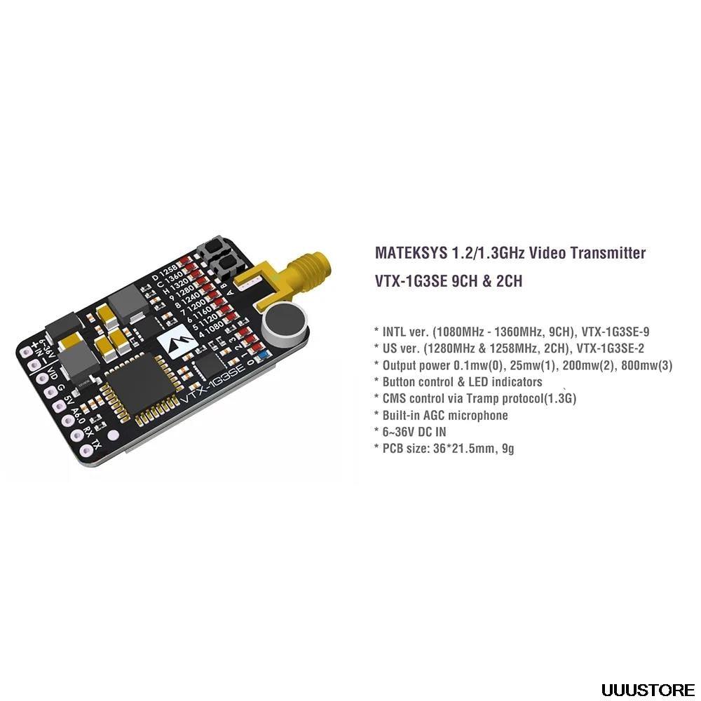 Matek System VTX-1G3SE-9 Transmitter - 1.2G/1.3GHz 9CH INTL 0.1mW/25mW/200mW/800mW FPV Transmitter For racing drone Goggles instead VTX-1G3-9 3 Matek System VTX-1G3SE-9 Transmitter - 1.2G/1.3GHz 9CH INTL 0.1mW/25mW/200mW/800mW FPV Transmitter For racing drone Goggles instead VTX-1G3-9 — изображение 3