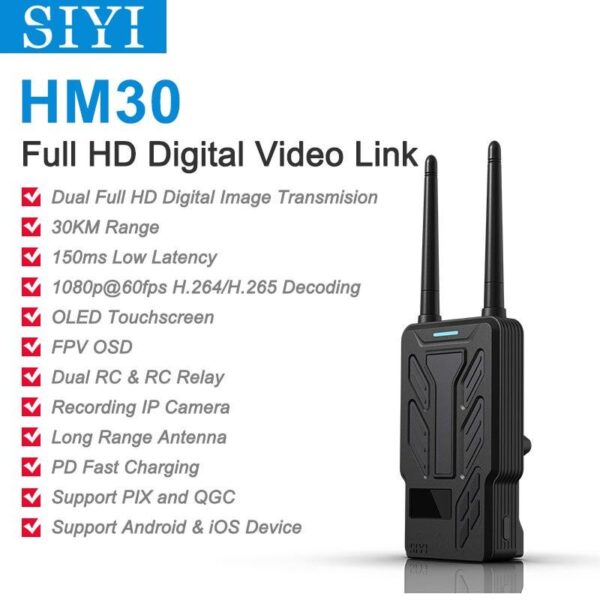 SIYI HM30 Transmitter - Full HD Digital Video Link Radio System Transmitter Remote Control OLED Touchscreen 1080p 60fps 150ms FPV OSD 30KM 14 SIYI HM30 Transmitter - Full HD Digital Video Link Radio System Transmitter Remote Control OLED Touchscreen 1080p 60fps 150ms FPV OSD 30KM - صورة SIYI HM30 Transmitter - Full HD Digital Video Link Radio System Transmitter Remote Control OLED Touchscreen 1080p 60fps 150ms FPV OSD 30KM - صورة 14