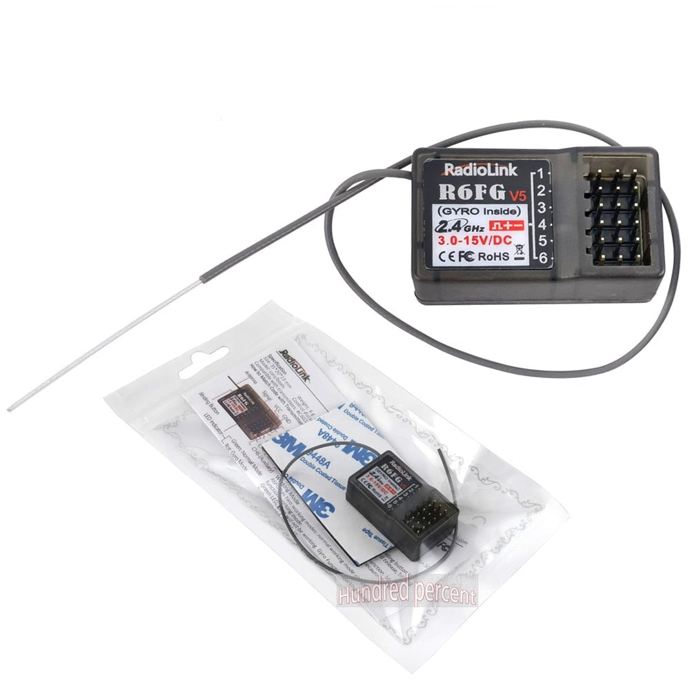 Radiolink RC Receiver R6FG - 6 Channel 2.4G HV Servo RX with Gyro Long Range Control for RC Car Boat Transmitter RC4GS V2/RC6GS V3 1 Radiolink RC Receiver R6FG - 6 Channel 2.4G HV Servo RX with Gyro Long Range Control for RC Car Boat Transmitter RC4GS V2/RC6GS V3