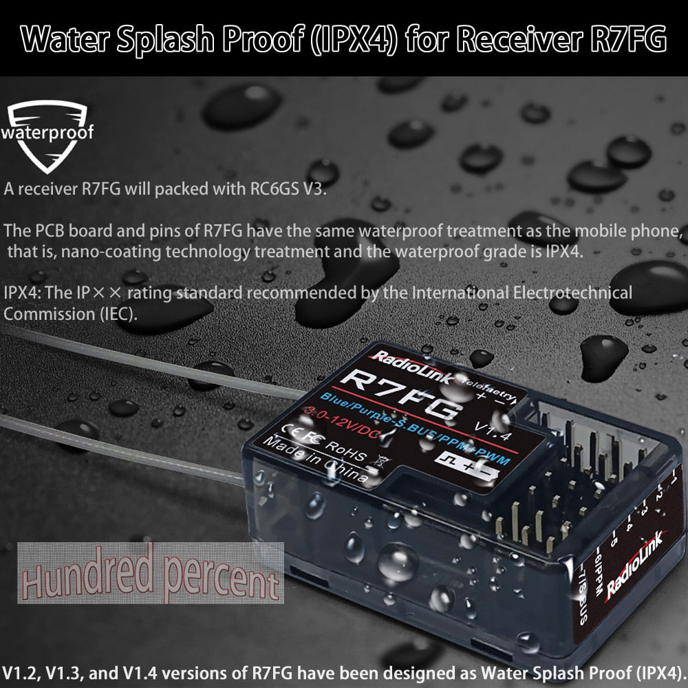 RadioLink R7FG 2.4GHz 7CH Dual Antenna Reciever - High Voltage Integrated Gyro Version For Radiolinks RC6GS RC Transmitter 8 RadioLink R7FG 2.4GHz 7CH Dual Antenna Reciever - High Voltage Integrated Gyro Version For Radiolinks RC6GS RC Transmitter — изображение 8