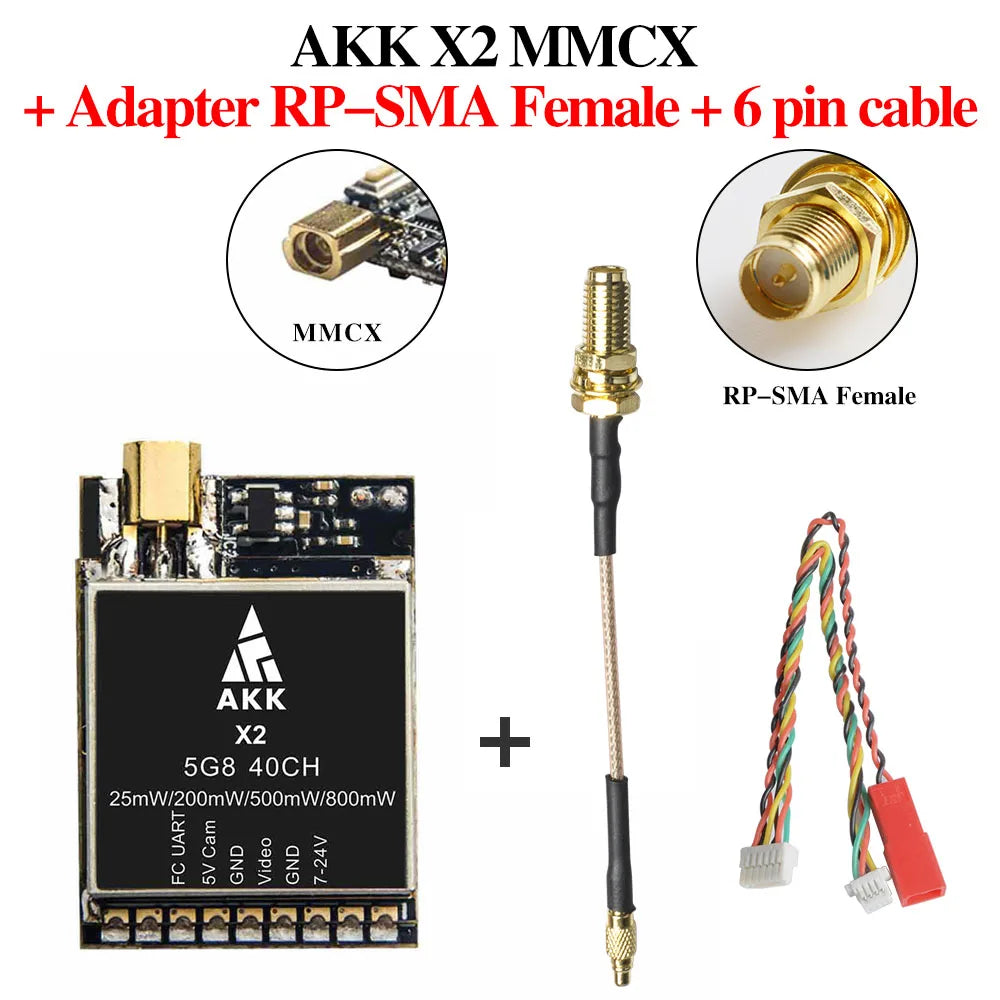 AKK X2P/X2 5.8Ghz 40CH VTX - 0.01mW/25mW/200mW/500mW/800mW Switchable FPV Video Transmitter Compatible Betaflight OSD FC — изображение 10